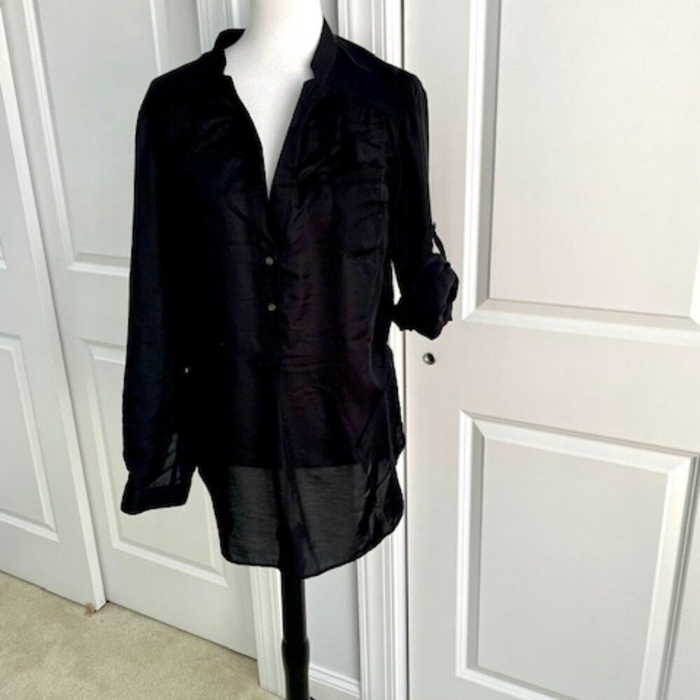 ZOA New York Black Long Sleeve Shirt Dress Tunic Size Large